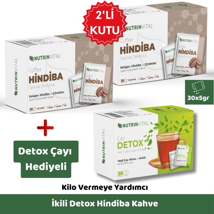 İkili Paket Hindiba Detox Kahvesi Detox Çayı Hediyeli